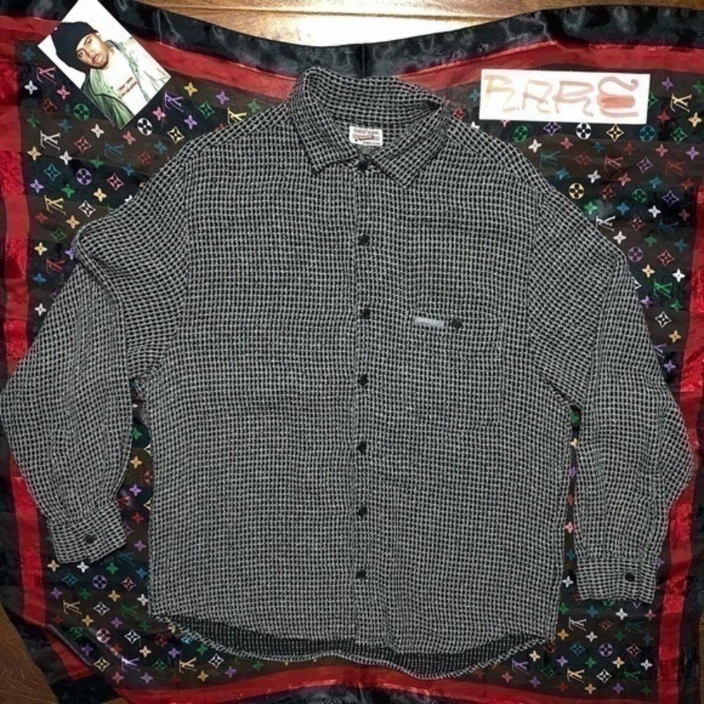 Japanese Style Sashiko Boro Stitch Knit Shirt Authentic Vintage Guess USA 80s πΈ - Picture 6 of 6
